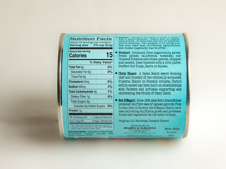 28 oz. can of Bianco di Napoli Crushed Tomatoes Nutrition Facts