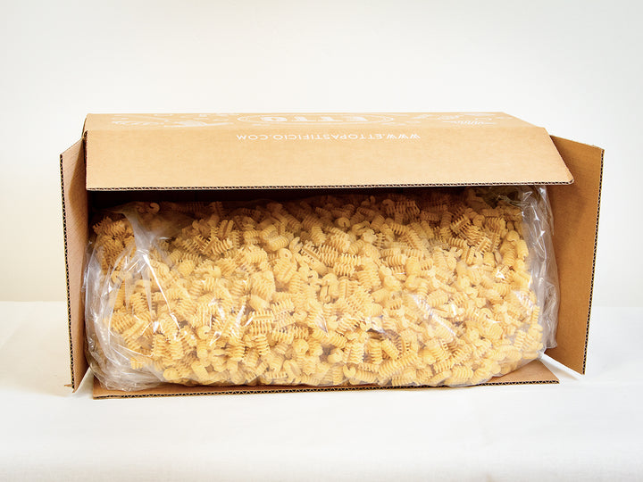 Box of pasta on a white background