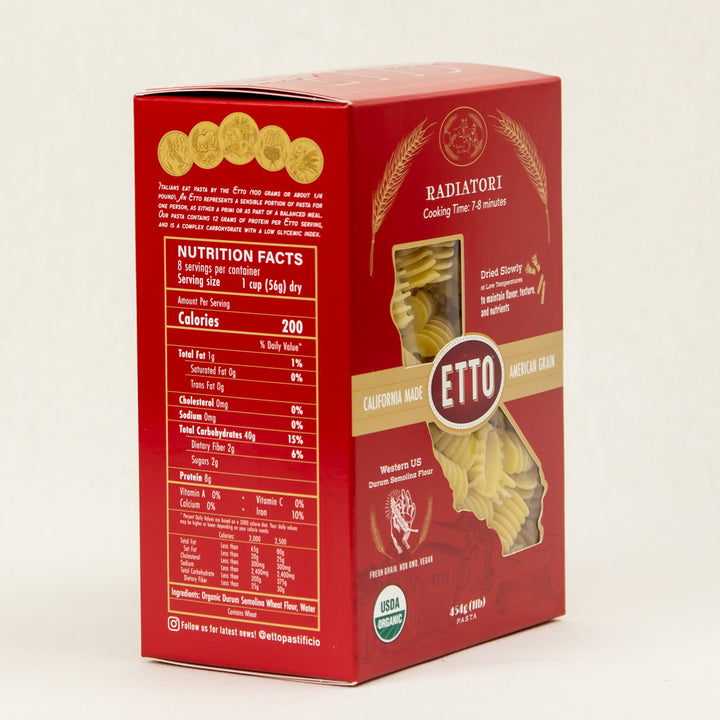Radiatori  Pasta1 pound box nutrition facts