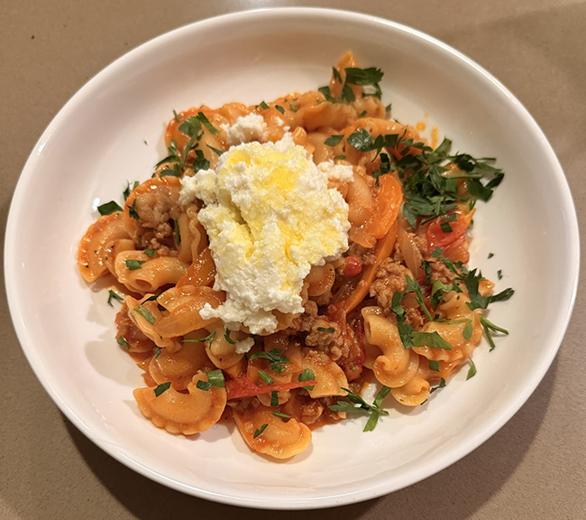 Sausage, Pepper and Onion Pasta (for a 1st date)