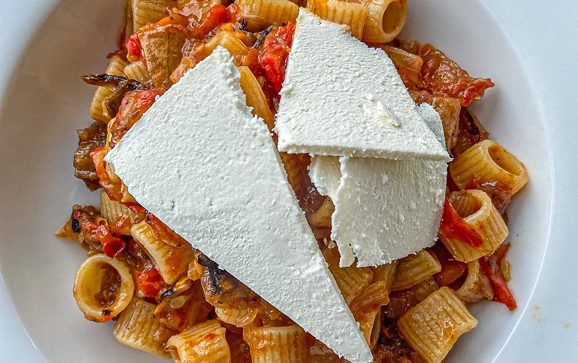 Mezzi Rigatoni with Ratatouille and Ricotta Salata