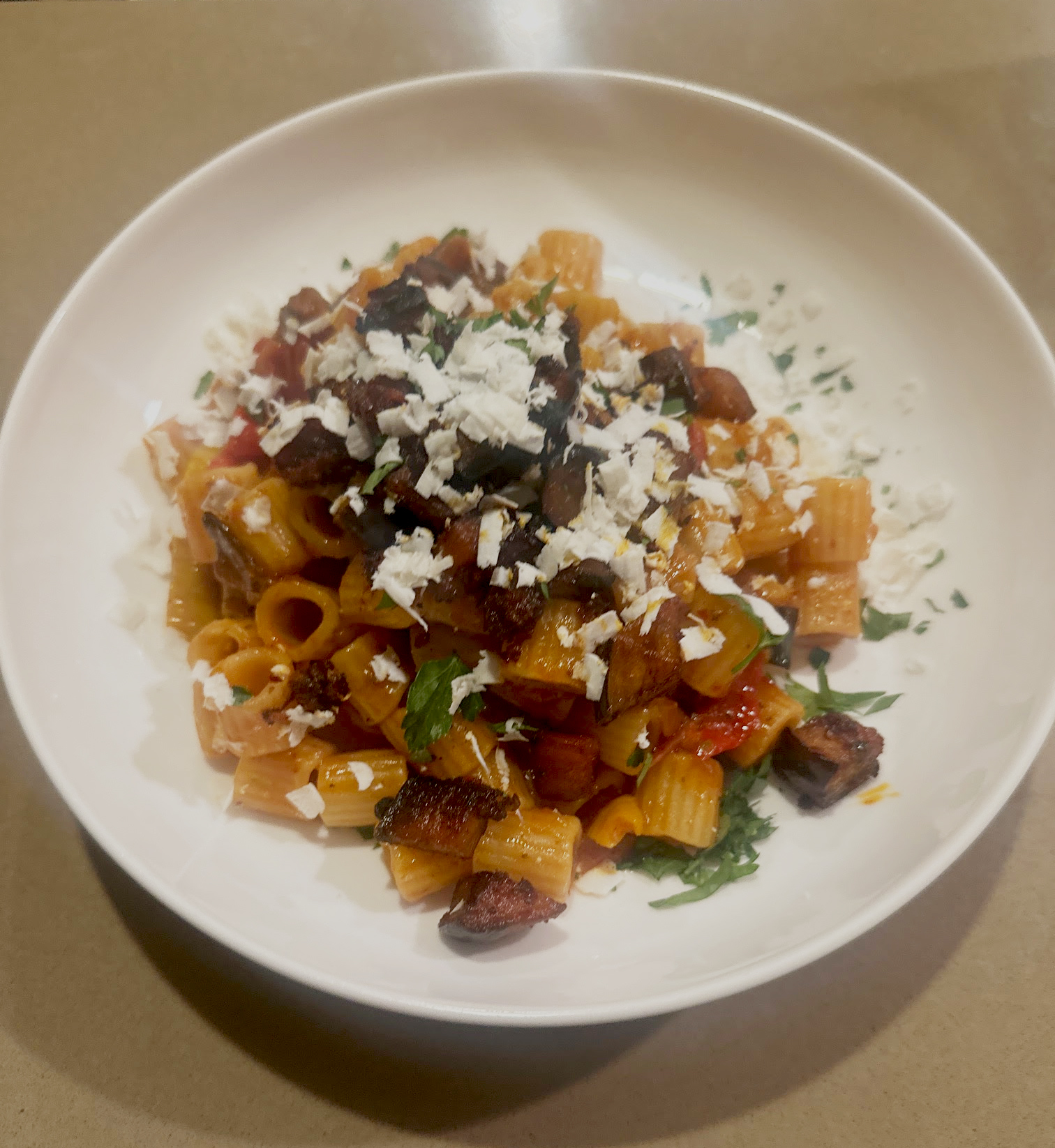 Mezzi Rigatoni with Spicy Caponata