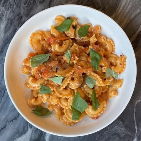 Spicy Tomato Glazed Creste di Gallo