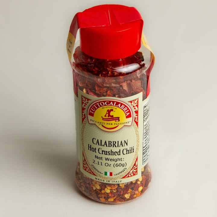 plastic jar of Calabrian Hot Crushed Chili