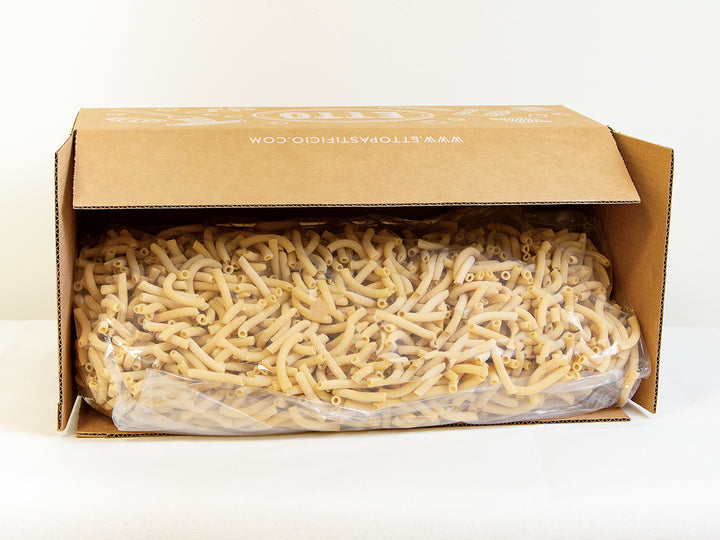 Box of pasta on a white background