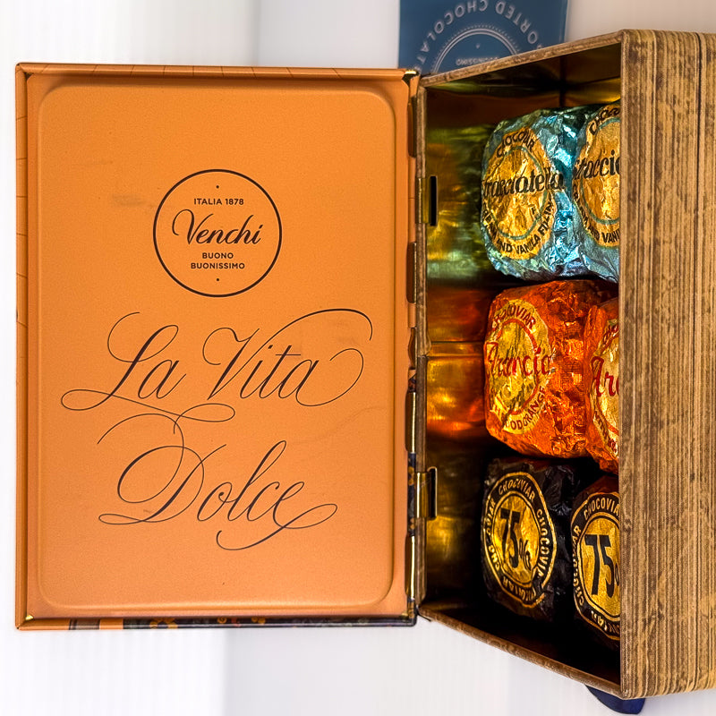 Venchi Italian Assorted Chocolates - Vintage Book Tin